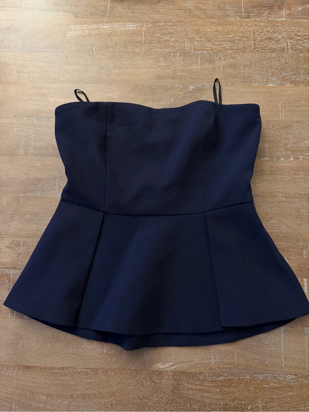 OAK + FORT Navy Strapless Peplum Camisole with Thin Straps